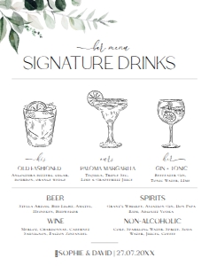 D001 Signature Drink Sign 11x14: D001 Wedding Signage Bundle