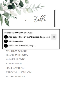 D001 Seating Chart Card 5x7: D001 Wedding Signage Bundle