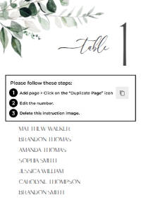 D001 Seating Chart Card 4x6: D001 Wedding Signage Bundle