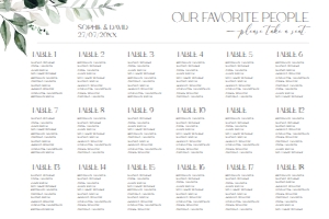 D001 Seating Chart Horizontal 36x24: D001 Wedding Signage Bundle