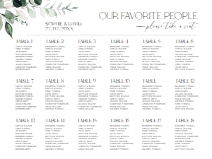 D001 Seating Chart Horizontal 24x18: D001 Wedding Signage Bundle