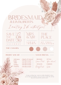 B015 Bridesmaid Info Card: B015 Bridal Shower Bundle