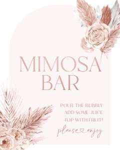 B015 Mimosa Bar Sign 8x10: B015 Bridal Shower Bundle