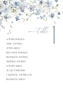D005 Seating Chart Card 5x7: D005 Seating Chart Card