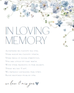D005 In Loving Memory Sign 8x10: D005 Wedding Bundle