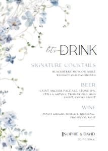 D005 Bar Menu Sign 5x7: D005 Wedding Bundle