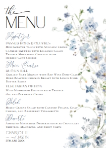 D005 Menu 5x7: D005 Wedding Bundle