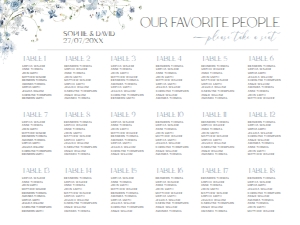 D005 Seating Chart Horizontal 24x18: D005 Seating Chart Sign