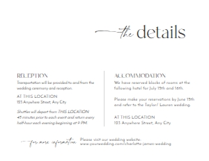 D008 Detail Card Horizontal 5.5x4.25: D008 Wedding Suite