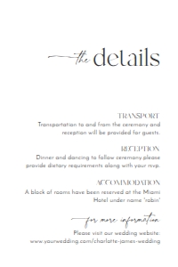D008 Detail Card Vertical 4x6: D008 Wedding Suite