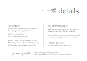 D008 Detail Card Horizontal 5x3.5: D008 Wedding Suite