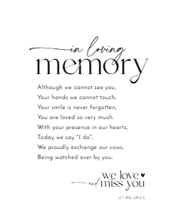 D008 In Loving Memory Sign 8x10: D008 Wedding Signage Bundle