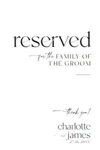 D008 Reserved Sign 4x6: D008 Wedding Signage Bundle