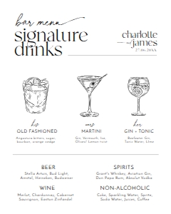 D008 Signature Drink Sign 8x10: D008 Wedding Signage Bundle