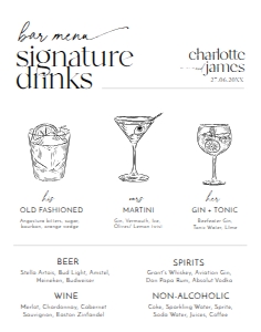 D008 Signature Drink Sign 11x14: D008 Wedding Signage Bundle