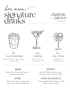 D008 Signature Drink Sign 16x20: D008 Wedding Signage Bundle