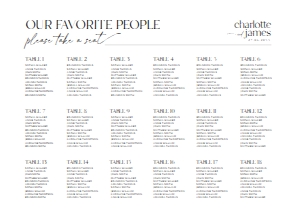 D008 Seating Chart Horizontal A2: D008 Wedding Signage Bundle