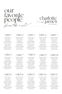 D008 Seating Chart Vertical 24x36: D008 Wedding Signage Bundle