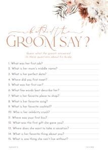B006 Bridal Shower Games: Boho Bridal Shower Bundle, Fall Bridal Shower Invitation Template