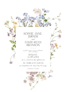 D002 Wedding Invite Front: Boho Wildflower Wedding Invitation BUNDLE