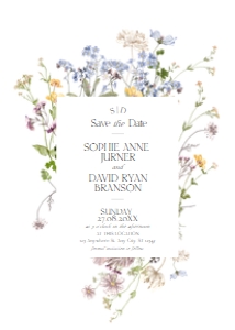 D002 Save the Date 5x7: Boho Wildflower Wedding Invitation BUNDLE