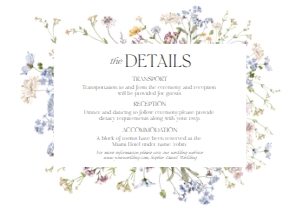 D002 Detail Card Horizontal 5x3.5: Boho Wildflower Wedding Invitation BUNDLE