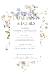 D002 Detail Card Vertical 4x6: Boho Wildflower Wedding Invitation BUNDLE