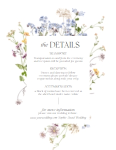 D002 Detail Card Vertical 4.25x5.5: Boho Wildflower Wedding Invitation BUNDLE