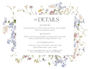 D002 Detail Card Horizontal 5.5x4.25: Boho Wildflower Wedding Invitation BUNDLE