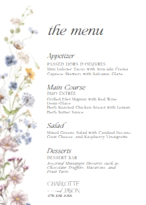 D002 Menu 5x7: Boho Wildflower Wedding Invitation BUNDLE