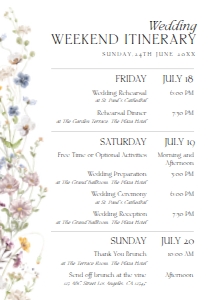D002 Wedding Itinerary: Boho Wildflower Wedding Invitation BUNDLE