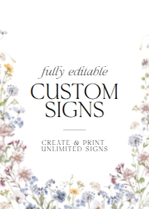 D002 Custom Sign 5x7: Boho Wildflower Wedding Invitation BUNDLE