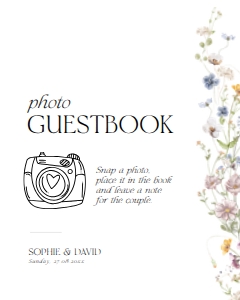 D002 Photo Guestbook Sign 8x10: Boho Wildflower Wedding Invitation BUNDLE