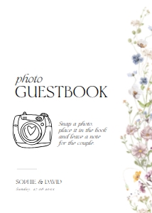 D002 Photo Guestbook Sign 5x7: Boho Wildflower Wedding Invitation BUNDLE