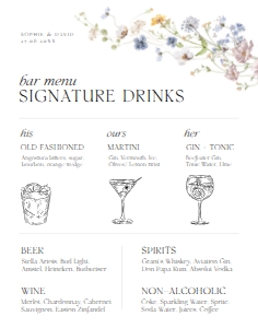 D002 Signature Drink Sign 11x14: Boho Wildflower Wedding Invitation BUNDLE
