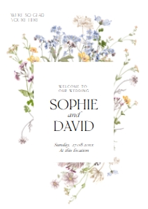 D002 Welcome Sign Vertical A2: Boho Wildflower Wedding Invitation BUNDLE