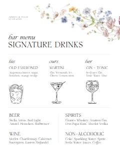 D002 Signature Drink Sign 16x20: Boho Wildflower Wedding Invitation BUNDLE