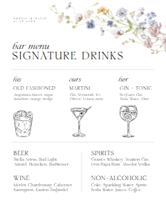 D002 Signature Drink Sign 8x10: Boho Wildflower Wedding Invitation BUNDLE