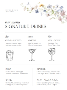 D002 Signature Drink Sign 18x24: Boho Wildflower Wedding Invitation BUNDLE