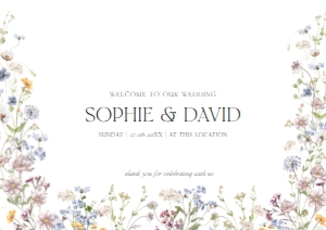 D002 Welcome Sign Horizontal A1: Boho Wildflower Wedding Invitation BUNDLE