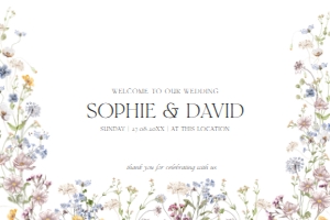 D002 Welcome Sign Horizontal 36x24: Boho Wildflower Wedding Invitation BUNDLE