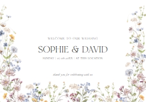 D002 Welcome Sign Horizontal A2: Boho Wildflower Wedding Invitation BUNDLE