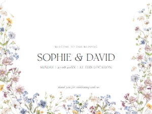 D002 Welcome Sign Horizontal 24x18: Boho Wildflower Wedding Invitation BUNDLE