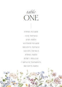 D002 Seating Chart Card 5x7: D002 Seating Chart Card