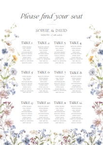 D002 Seating Chart Vertical A1: Boho Wildflower Wedding Invitation BUNDLE