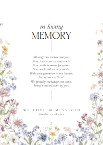 D002 In Loving Memory Sign 5x7: Boho Wildflower Wedding Invitation BUNDLE