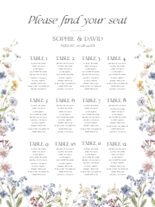 D002 Seating Chart Vertical 18x24: Boho Wildflower Wedding Invitation BUNDLE
