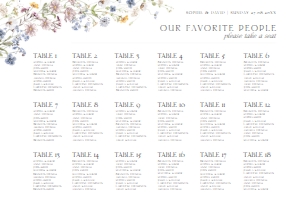 D002 Seating Chart Horizontal 36x24: Boho Wildflower Wedding Invitation BUNDLE