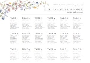 D002 Seating Chart Horizontal A2: Boho Wildflower Wedding Invitation BUNDLE