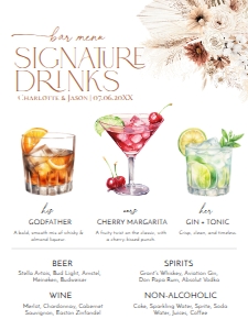D011 Signature Drink Sign 18x24: D011 Wedding Signage Bundles
